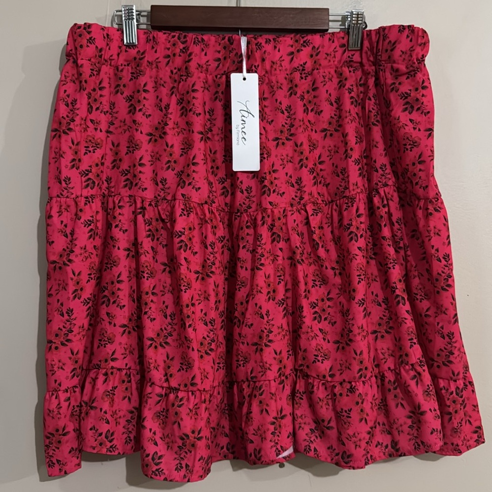 Aimee Floral Ruffled Pink Skirt Women's Size 3XL NWT Summer Festive